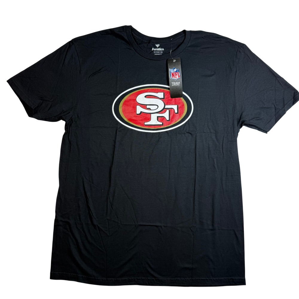 Fanatics San Francisco 49ers Logo T Shirt Black NFL Team Apparel Men's Large NWT